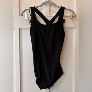 Women's Speedo Team Black One Piece Racer Back Swimsuit size 12 Pre-owned